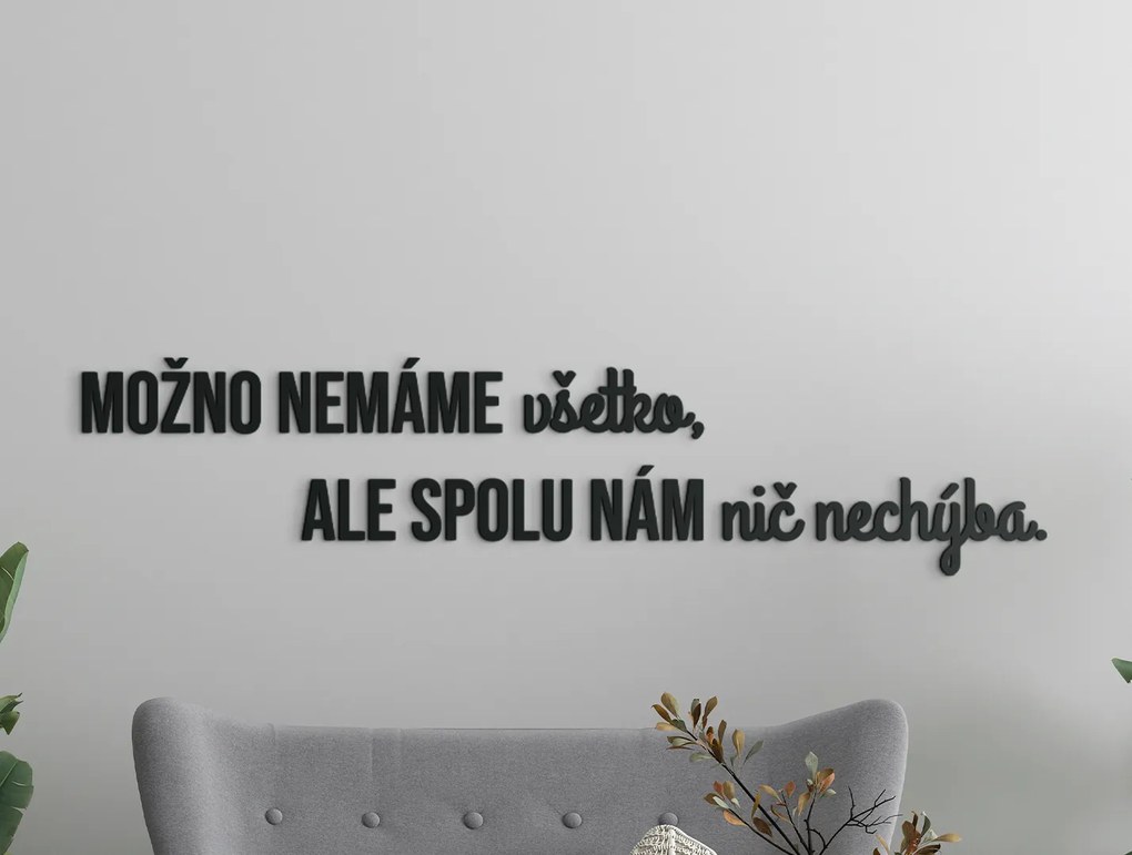 drevko Citát na stenu Možno nemáme všetko Rozmer obrazu: 19,5 x 86,5 cm, Farba dekorácie: Čierna