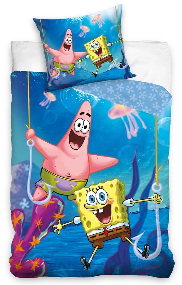 CARBOTEX Detské obliečky Sponge Bob Na háčiku, 140 x 200, 70 x 90 cm