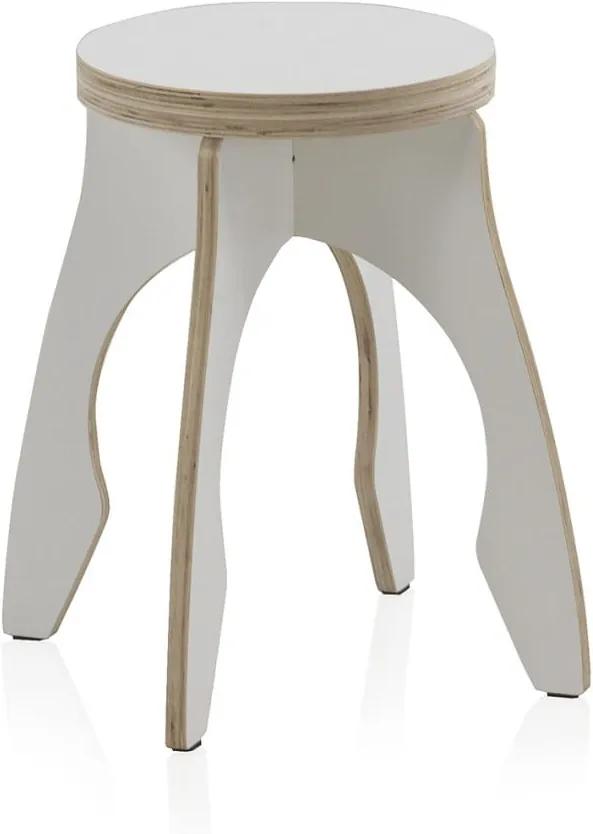 Biela detská stolička z preglejky Geese, ⌀ 41 cm