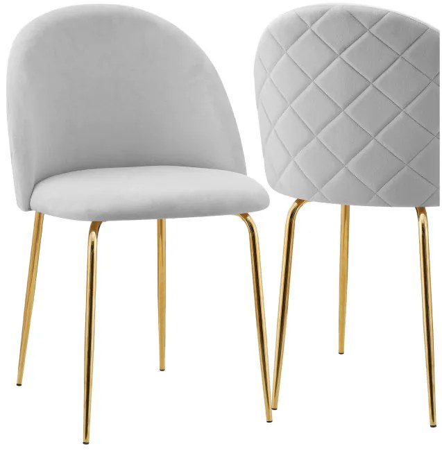 Jedálenská stolička FARGO zamatová, zlatá / sivá