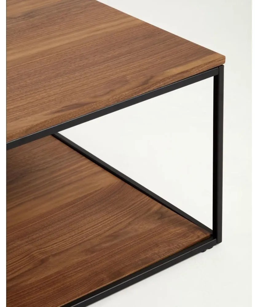 Hnedý konferenčný stolík s doskou v dekore orechového dreva 80x80 cm Yona - Kave Home