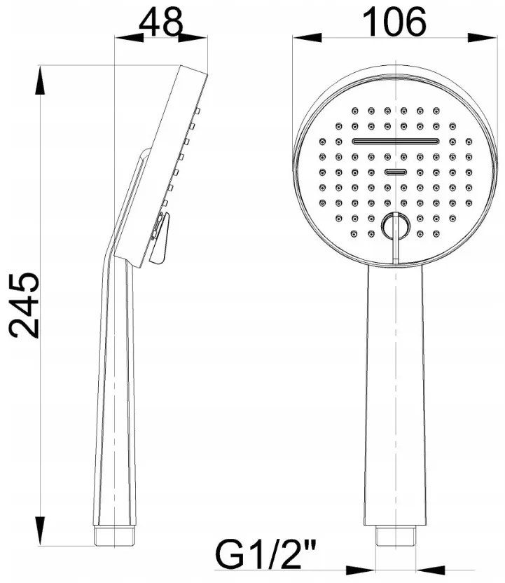 Invena Kalitea, ručná sprchová hlavica, 2-funkcie, čierna matná, INV-AS-72-004-V