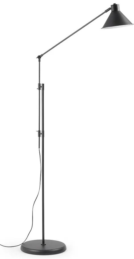 Čierna stojacia lampa s kovovým tienidlom (výška 220 cm) Dione – Kave Home