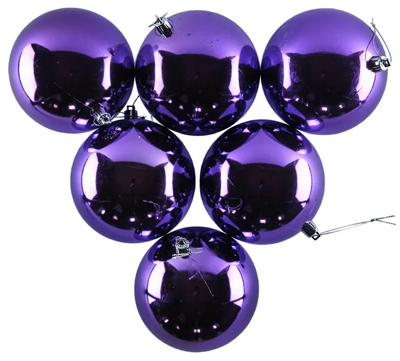 DECOLED Plastová guľa, d. 10 cm, fialová, 6 x lesklá