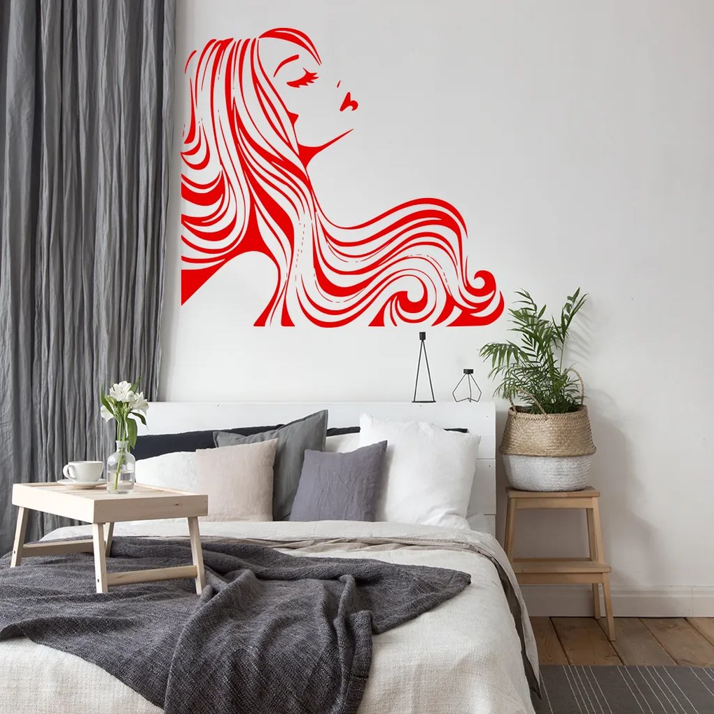 Veselá Stena Samolepka Žena z profilu Farba: oranžová, Veľkosť: 100 x 93 cm