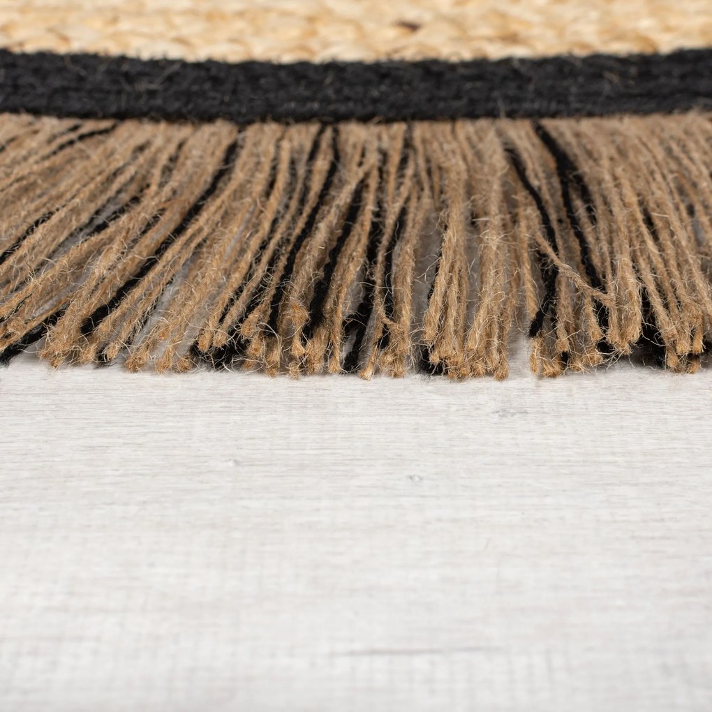 Flair Rugs, Kusový koberec Kahana Black kruh, 180x180 (priemer) kruh, béžová, chodba / predsieň
