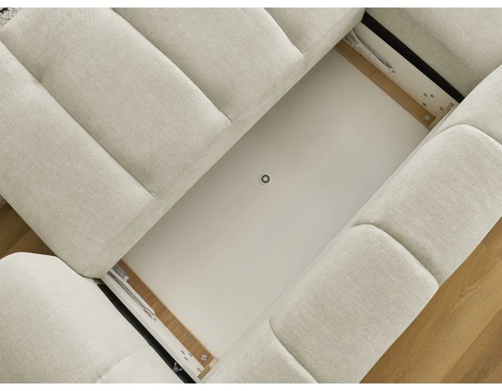 Béžová rozkladacia/s úložným priestorom rohová pohovka (ľavý roh/s leňoškou) Fuji – Bobochic Paris