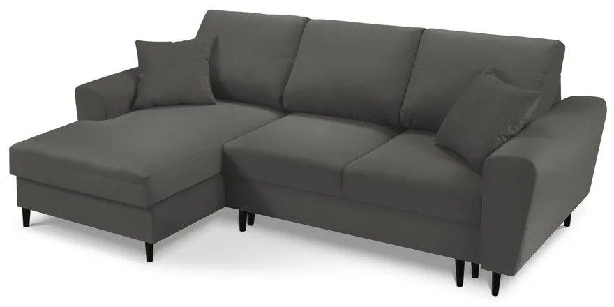 Tmavosivá menčestrová rozkladacia/s úložným priestorom rohová pohovka (ľavý roh/s leňoškou) Kyoto – Cosmopolitan Design