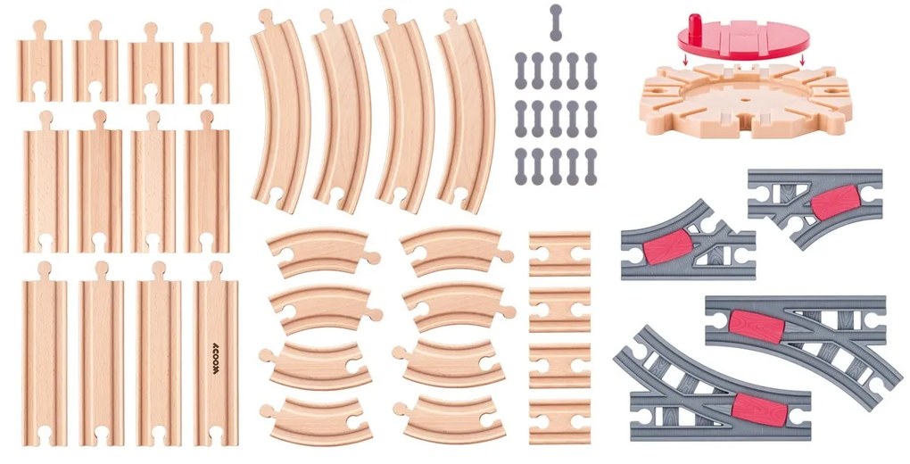 Woody Set koľají s točnou, 50 ks