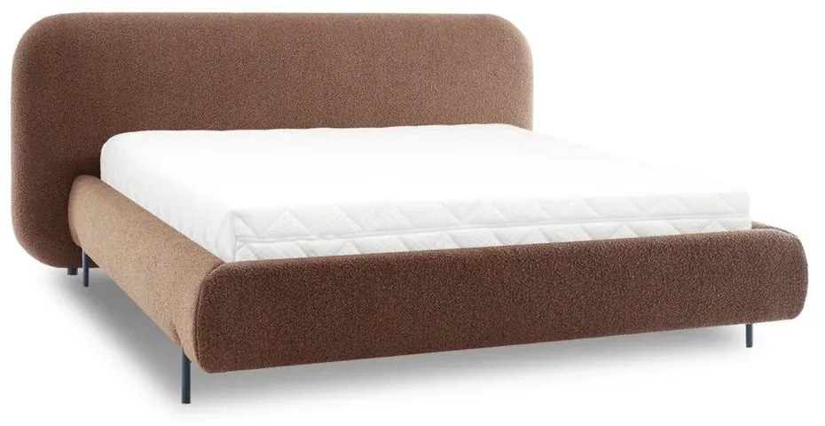 Terakotová čalúnená dvojlôžková posteľ s úložným priestorom s roštom 160x200 cm Pointt – ELTAP