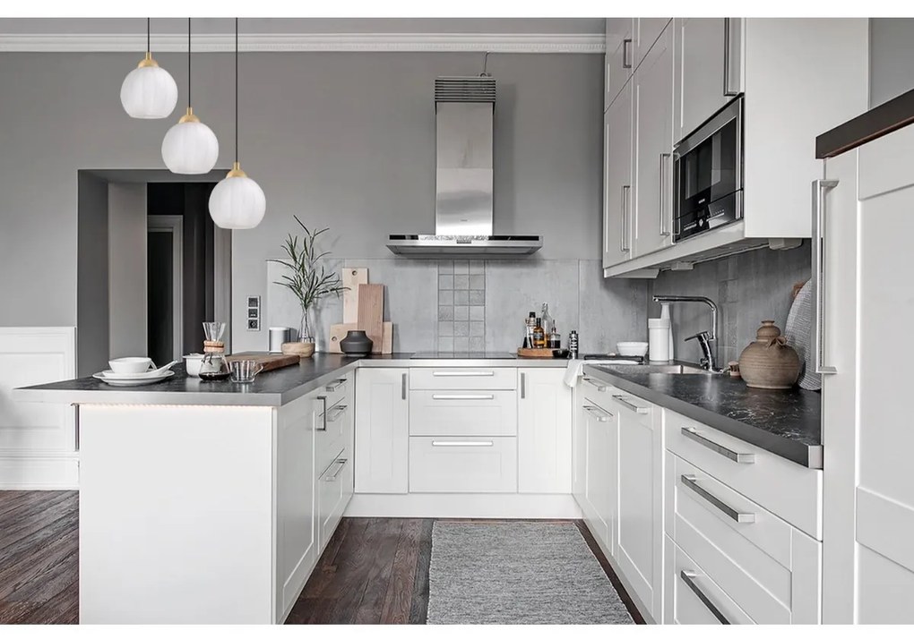 Závesné svietidlo Costa, 3x biele sklenené tienidlo, b/g, o