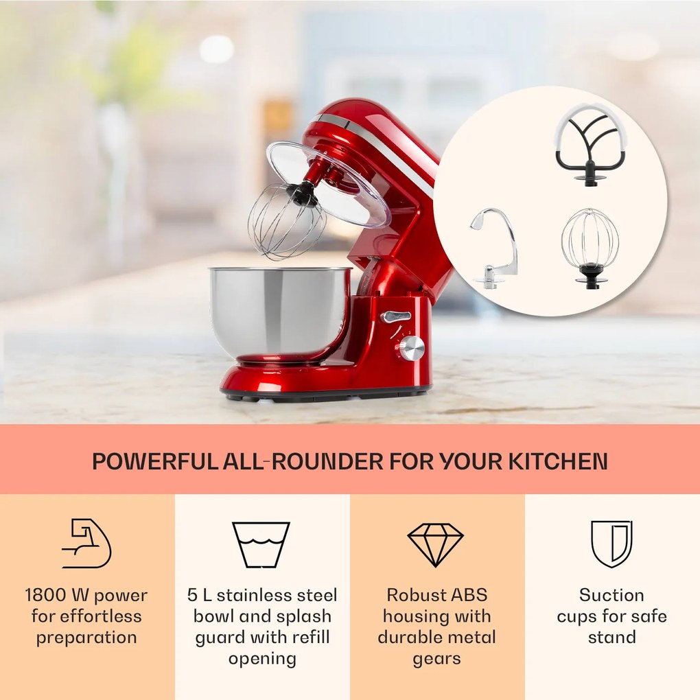 Klarstein Bella Elegance, kuchynský robot, 1800 W, 1,7 PS, 6 stupňov, 5 l