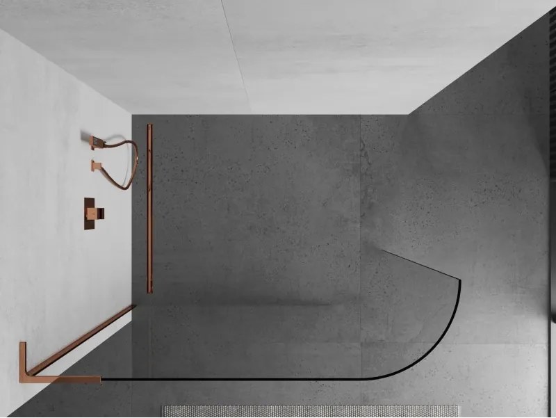 Mexen Kioto L, sprchová zástena Walk-In 110 x 200 cm, 8mm číre sklo, ružové zlato profil, 800-110-103-60-06