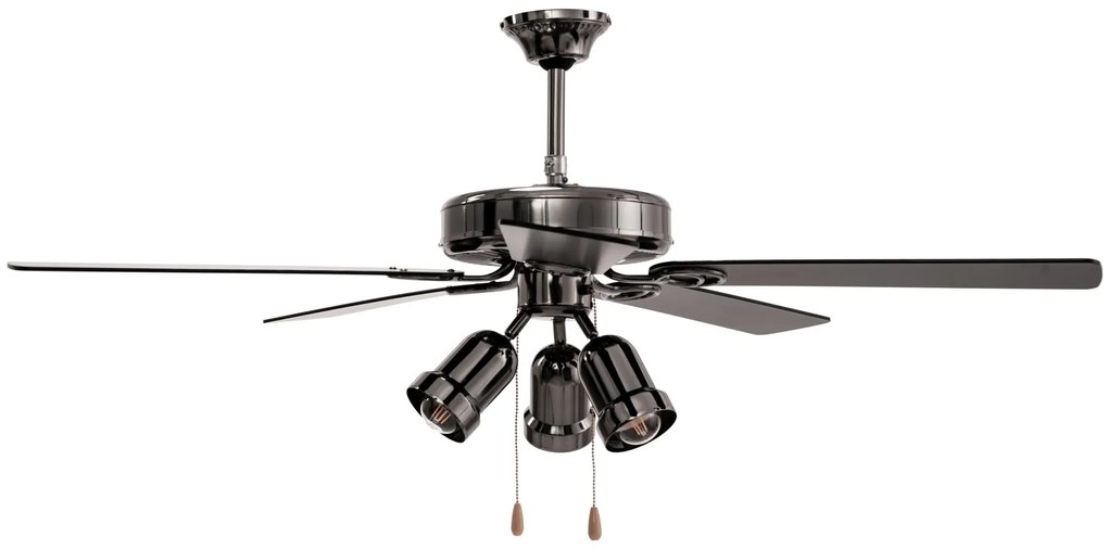 Toolight, Luster Woodmill s ventilátorom Lampa 392190. čierna-chrómová, OSW-10002