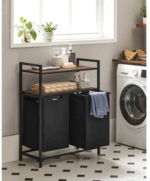 Koš na bielizeň REX hnedý/čierny