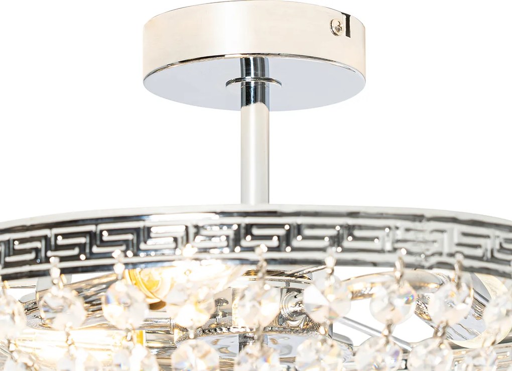 Klasické stropné svietidlo oceľ s krištáľom 3-svetlo - Mondrian