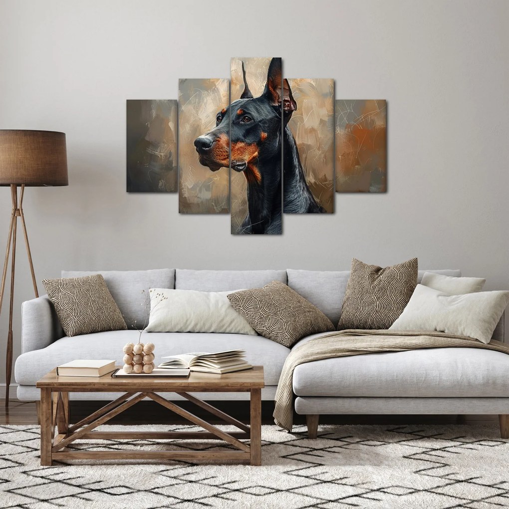 Obraz - Portrét Dobermana (150x105 cm)