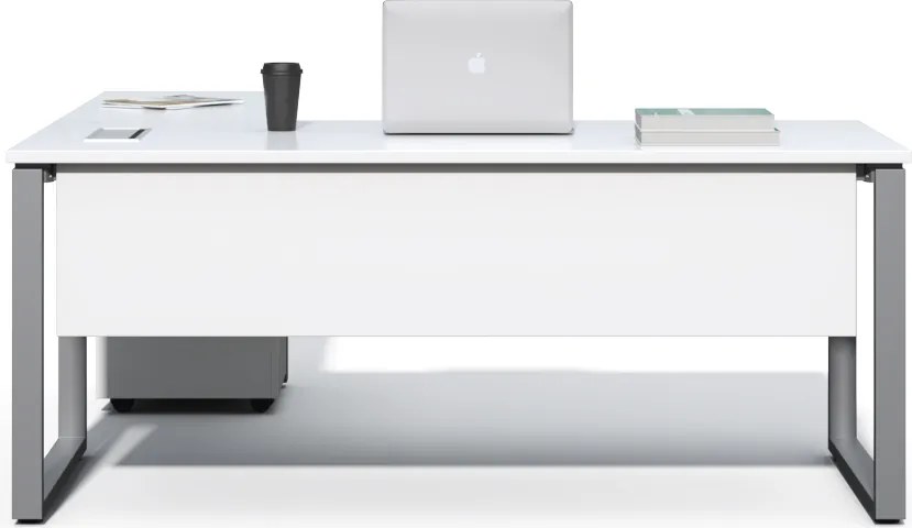 Rohový kancelársky stôl s kontajnerom Houseland Prime Home 01 180 cm biely