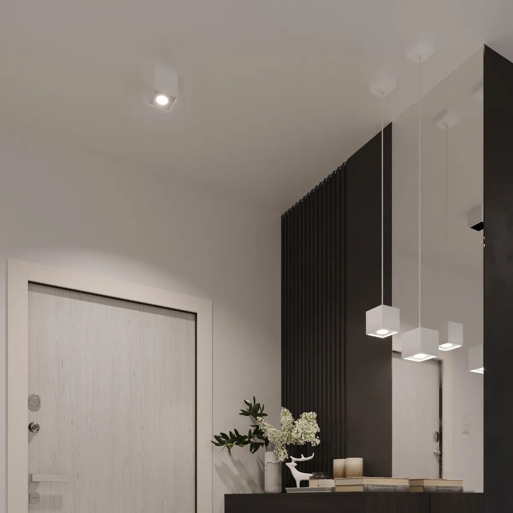 Stropné svietidlo Quad, 1x biele kovové tienidlo