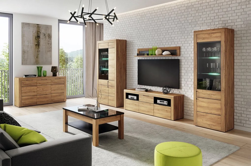 TV stolík Kama II 24 119 cm dub Camargue/čierny