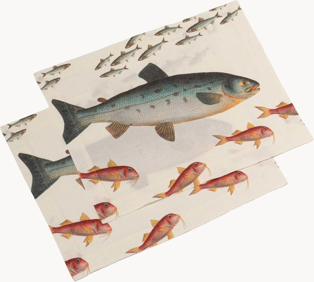 Ľanové prestierania Sea Fish, 2 ks
