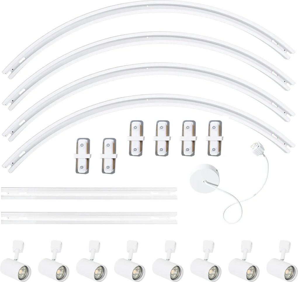 Moderný koľajnicový systém s 8 reflektormi biely 1-fázový oválny 200 cm - Iconic Jeana