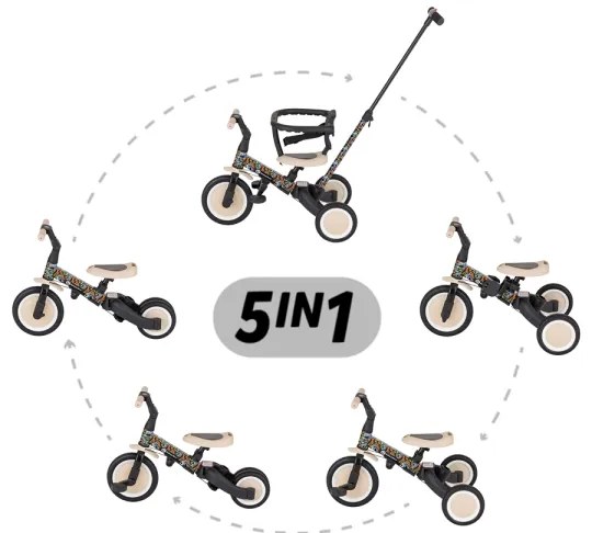 PETITE&MARS - Detská trojkolka 5v1 TURBO LIMITED City Beat