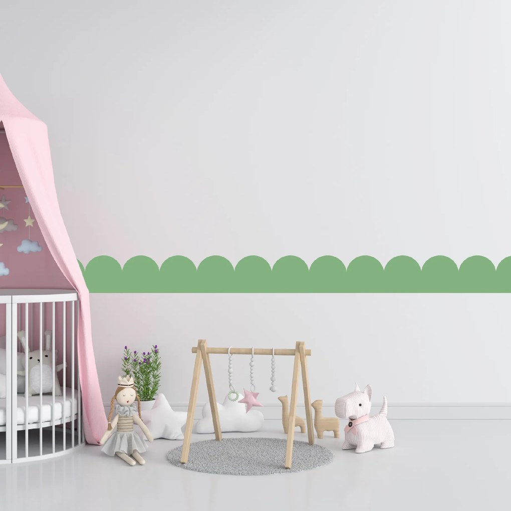 PIPPER. Textilná samolepiaca tapeta - Mini Oblúk - Fľaškovozelená farba Farba: Bledá