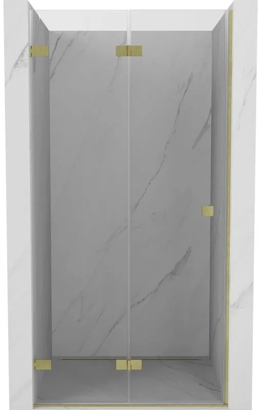 Mexen, Mexen Lunar-F skladacie ľavé sprchové dvere 85 cm, transparentné, brúsené zlaté - 836-085-000-55-00-L