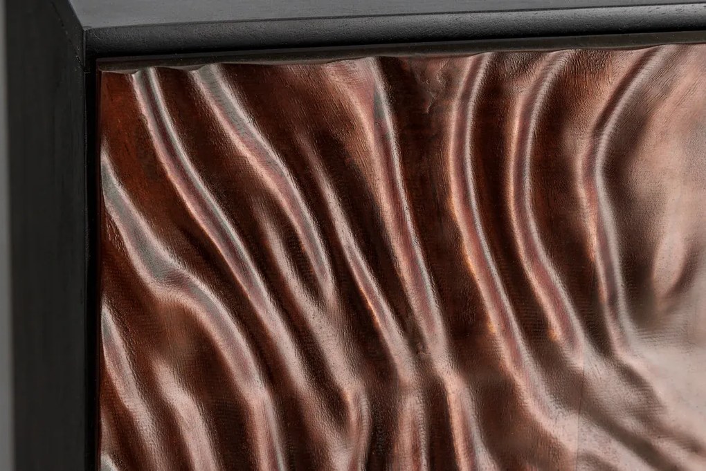 Komoda FLUID 110 cm 3D akáciové drevo tmavý orech hnedý
