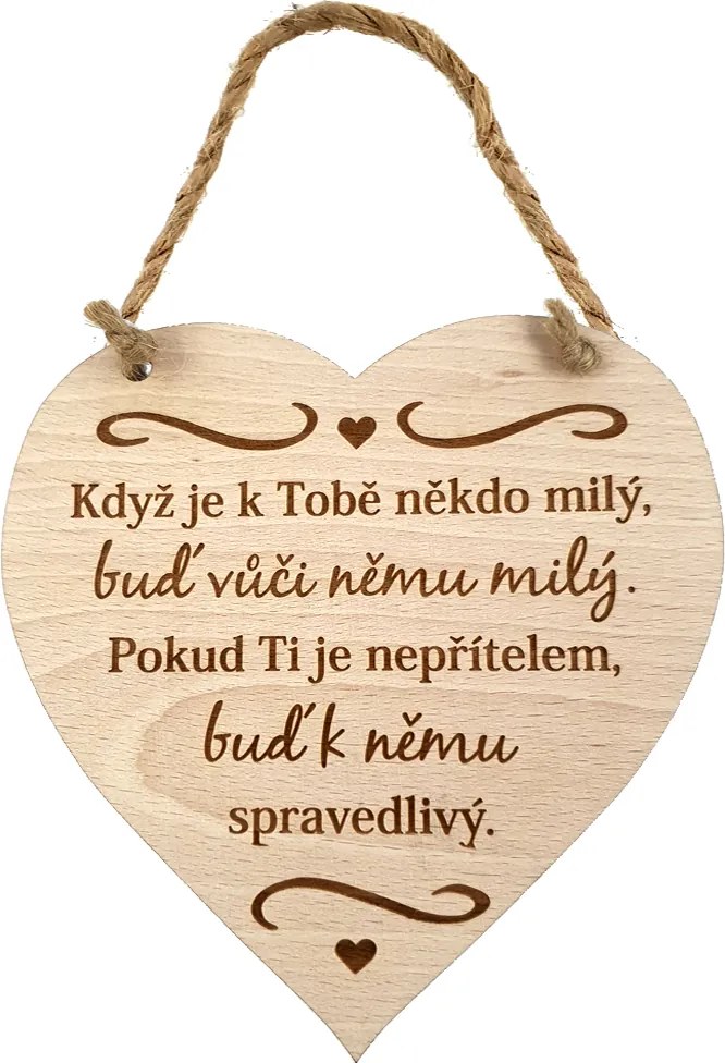 AMADEA Drevené srdce s textom Keď je k Tebe niekto...., masívne drevo, 16 x 15 cm