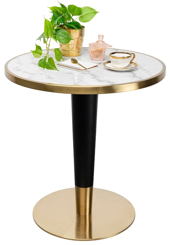 Amalia Bistro stolík bielo-zlatý Ø70 cm