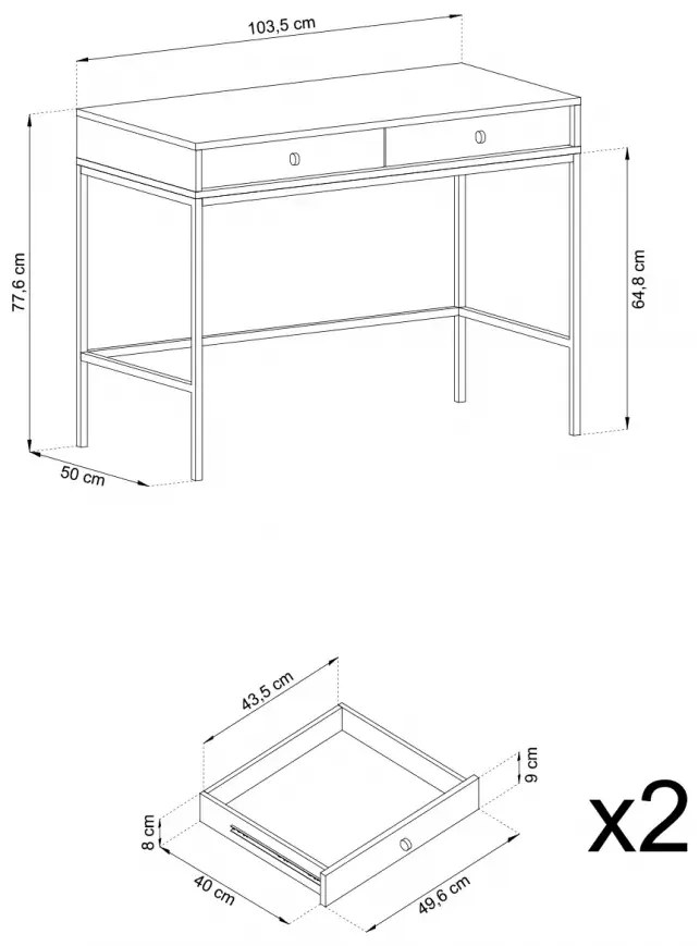 Toaletný stolík Mono II 104 cm modrý/čierny