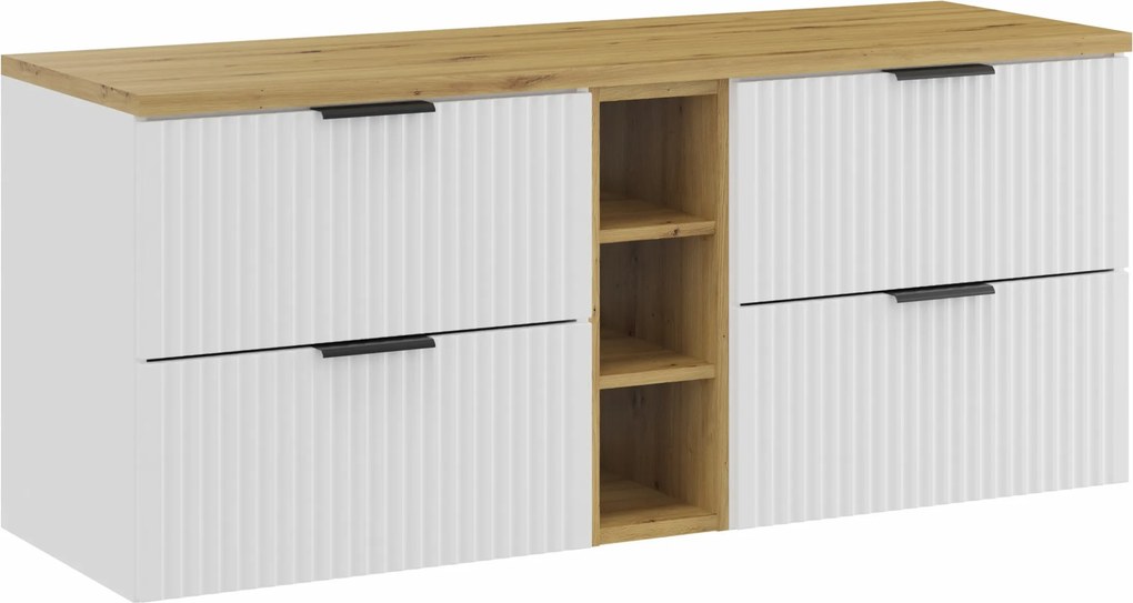 Comad Kúpeľňová skrinka pod doskové umývadlo Adel White SET-ADW B ARTISAN 140 biela/dub artisan