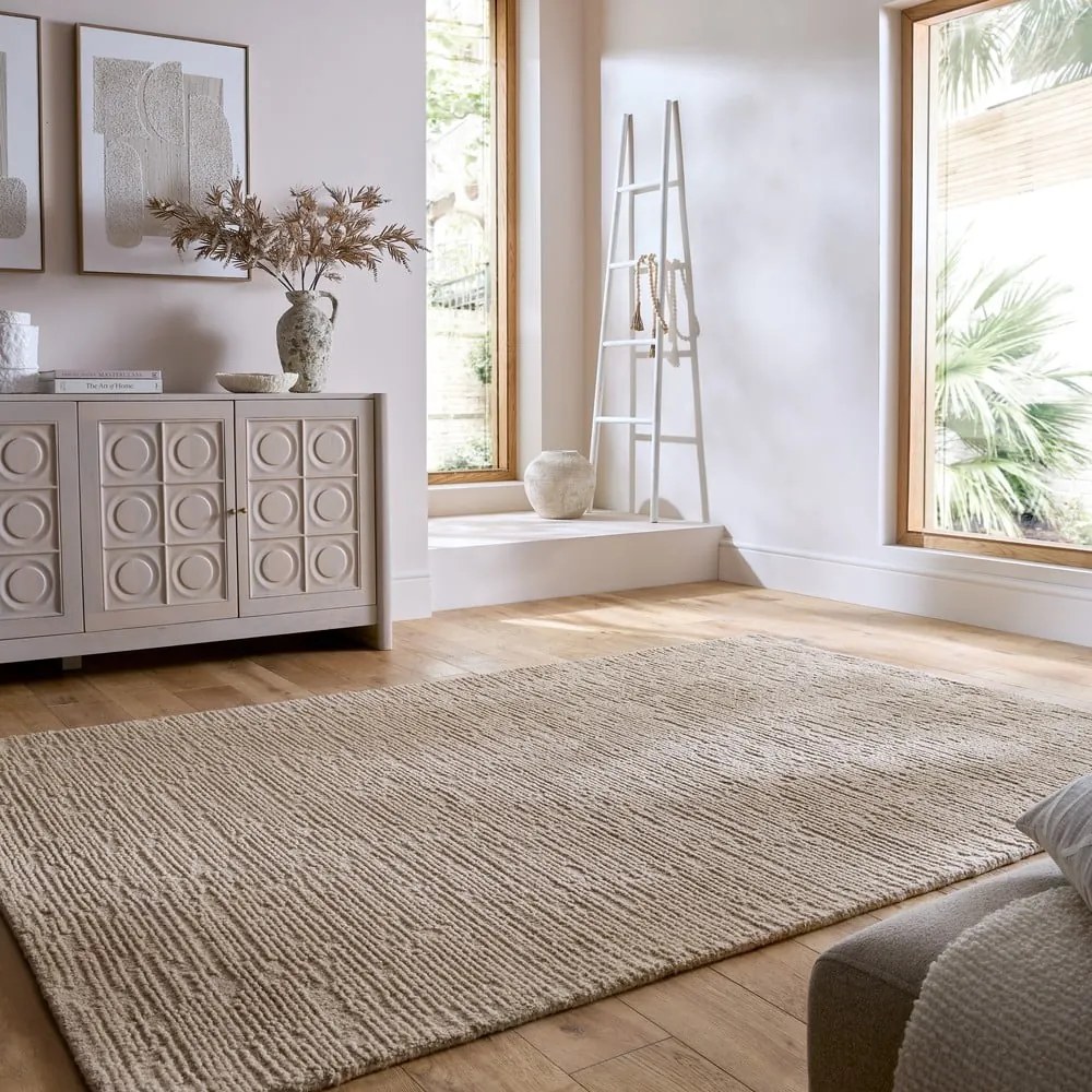 Béžový ručne tkaný vlnený koberec 120x170 cm Harris Boucle – Flair Rugs