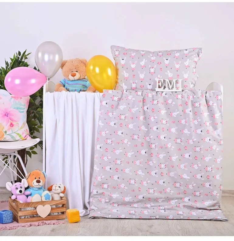 Obliečky detské bavlnené Zajačiky EMI, Detský set 90x130 + 45x65