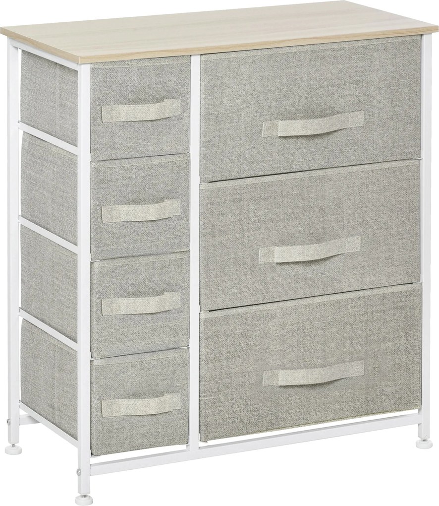 HOMCOM Komoda so 7 úložnými košíkmi z netkanej textílie, 63.5x30x71 cm, sivá | Aosom