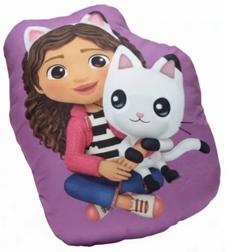 Jerry Fabrics - Tvarovaný 3D dievčenský vankúšik Gábinin kúzelný dom / 33 x 25 cm