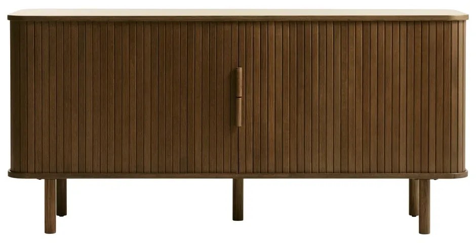 Hnedá nízka komoda v dekore duba s posuvnými dverami 76x160 cm Cavo – Unique Furniture