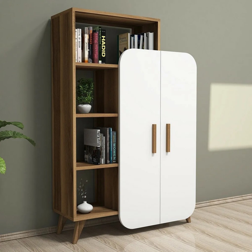 Knižnica Form White and Walnut