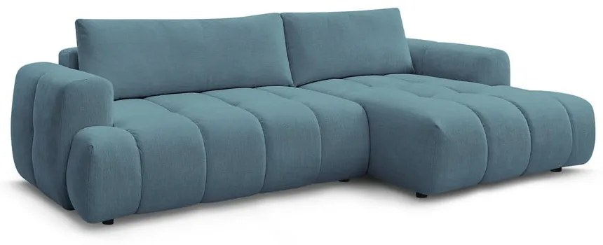 Modrá rozkladacia/s úložným priestorom rohová pohovka (pravý roh/s leňoškou) Fuji – Bobochic Paris