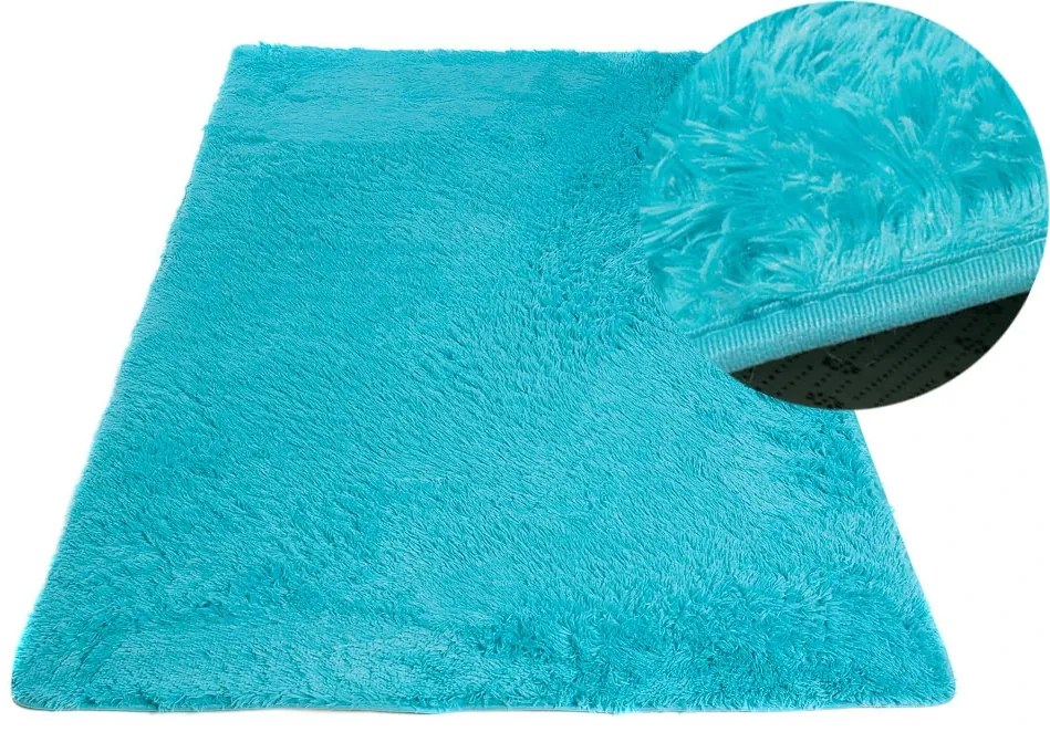 Plyšový koberec TOP - TYRKYSOVÝ