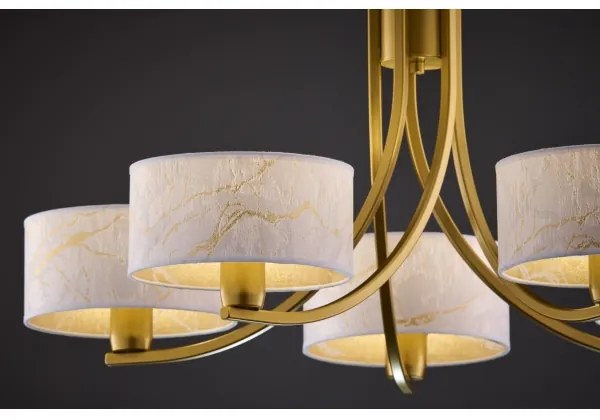 Jupiter 2097 - Luster na reťazi ARTHUR 5xE27/15W/230V biela/zlatá/mramorový dekor