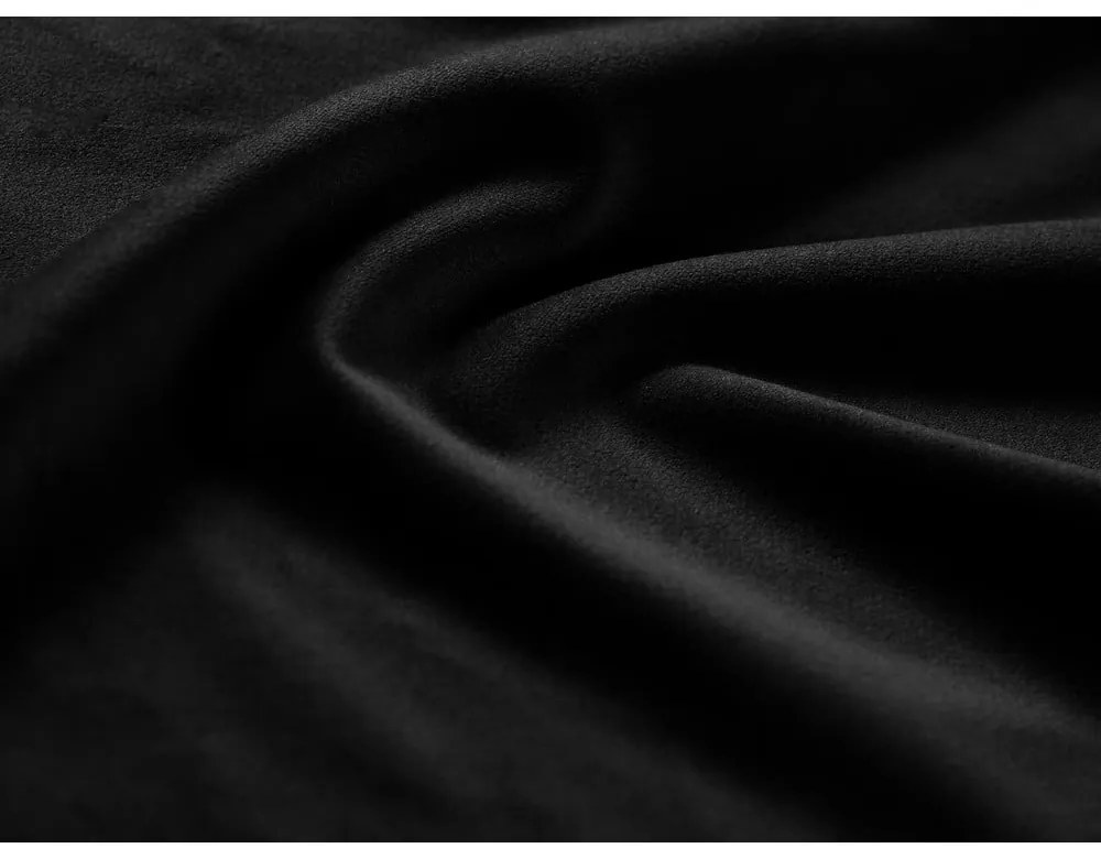 Čierna zamatová rozkladacia/s úložným priestorom rohová pohovka Kyoto – Cosmopolitan Design