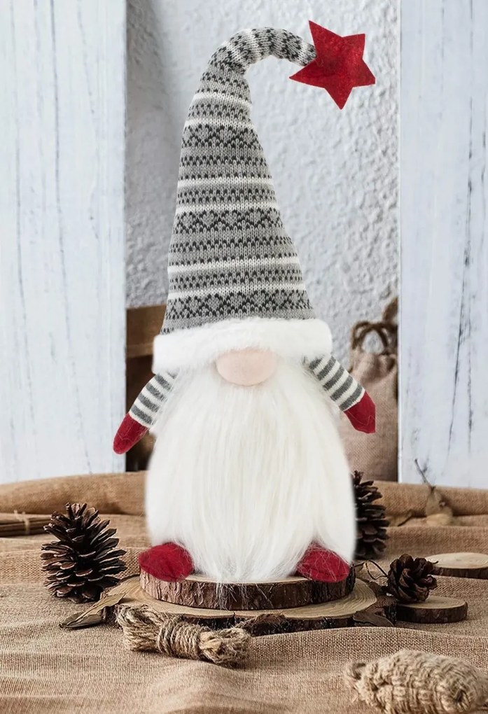 Vianočný škriatok Pudo 50 cm šedý