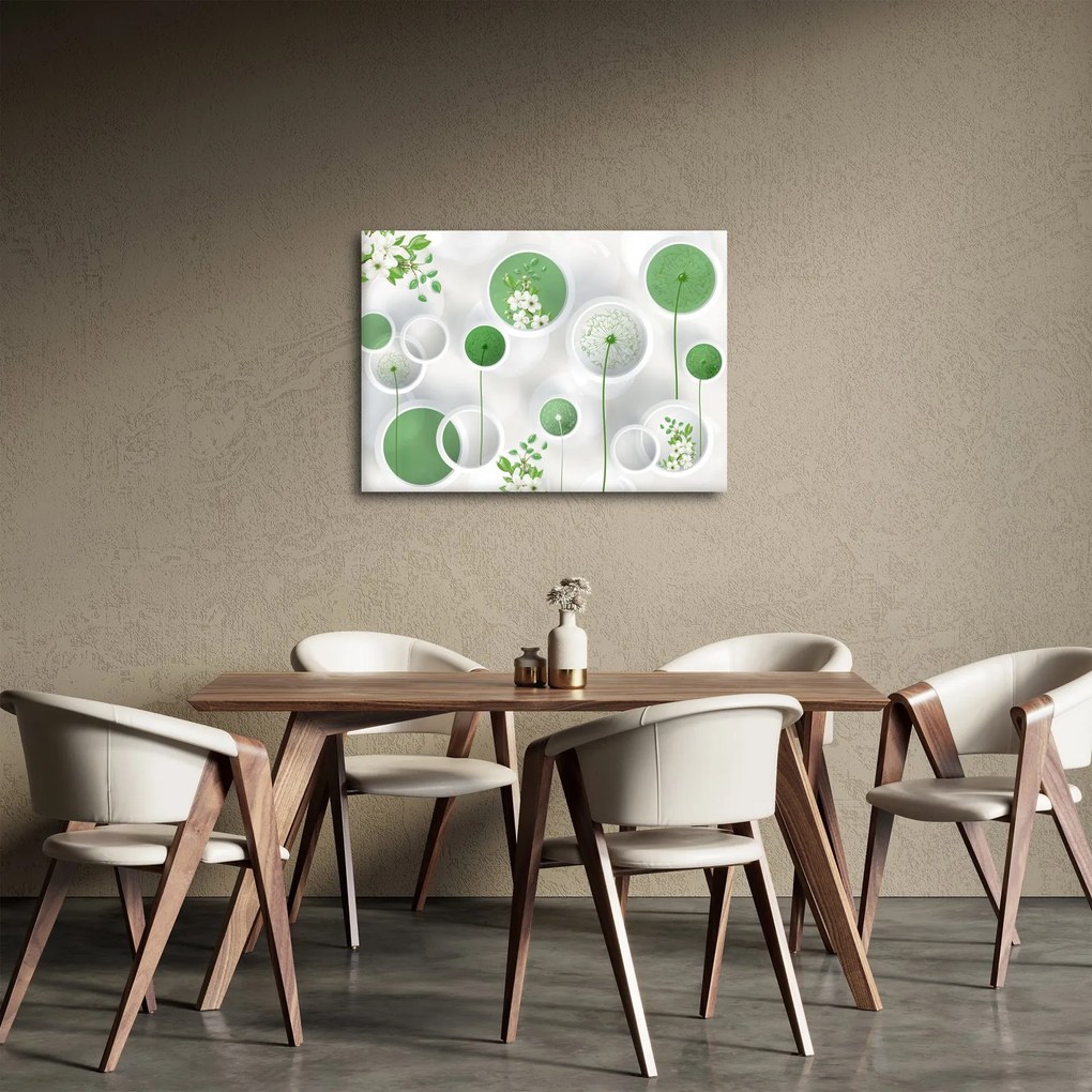 Obraz - Kvety v kruhoch (70x50 cm)