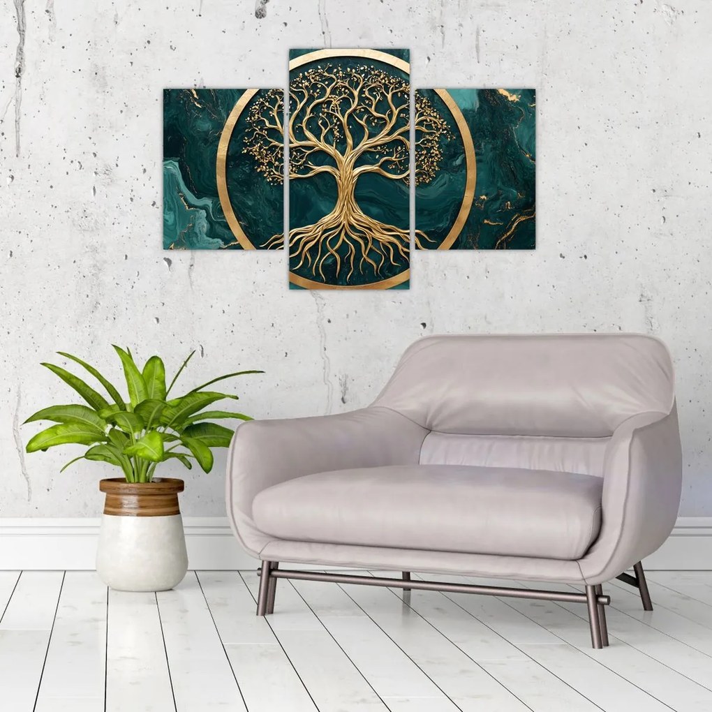 Obraz – Zlatý strom života v mramore (90x60 cm)