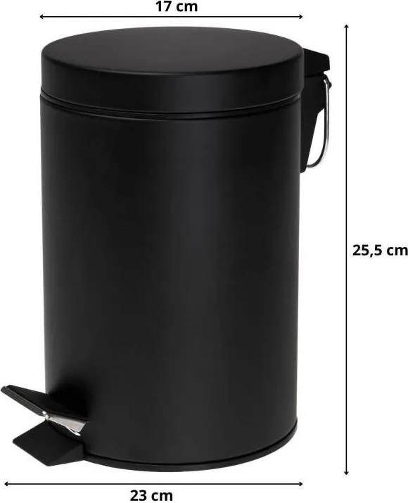 Odpadkový kôš do kúpeľne BALI 3l - softclose - čierny