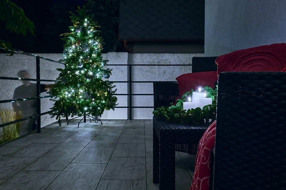 DECOLED Sada 3 sviečok, biela, priemer 7,5 cm, s diaľkovým ovládaním