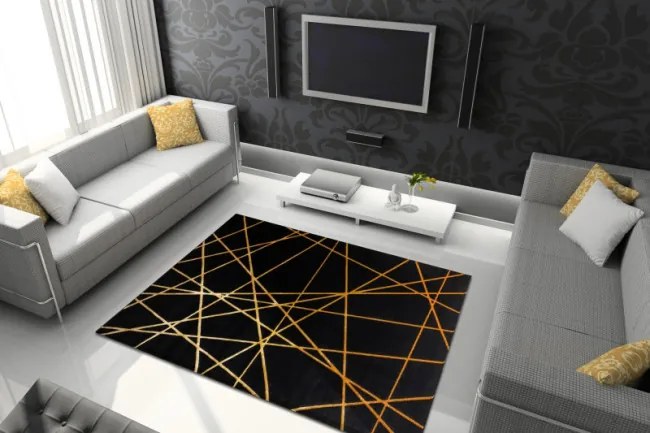 Koberec GLOSS 406C 86 glamour art - čierny / zlatý